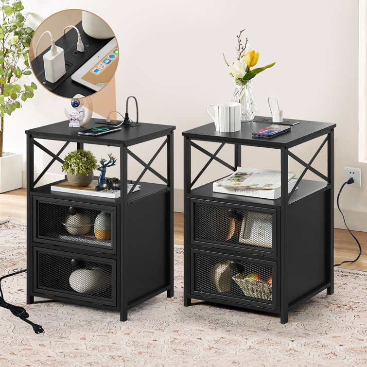 End table with storage and deals usb